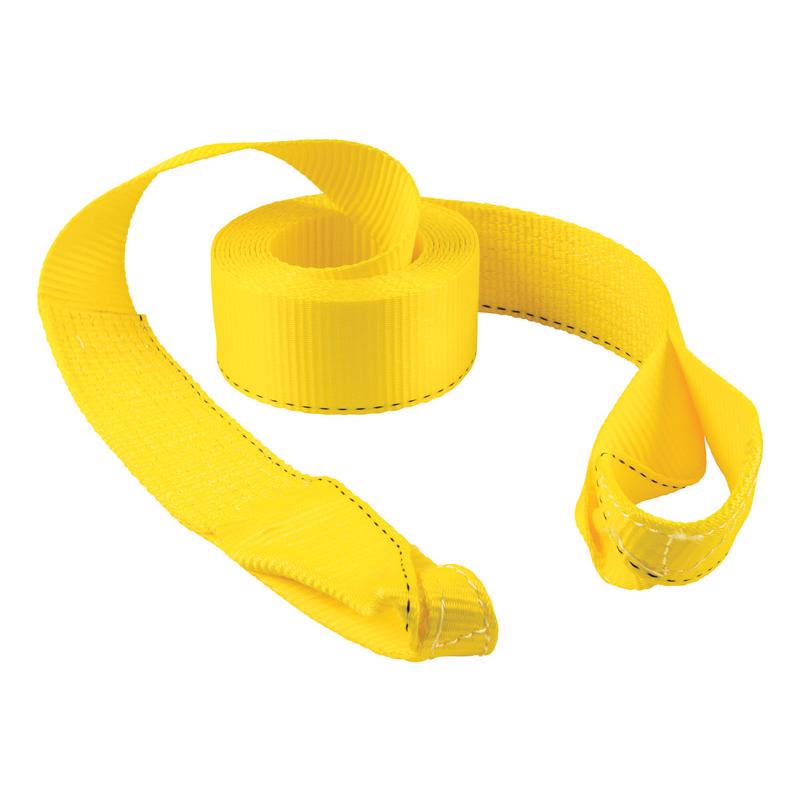 Emery Jensen 20-foot recovery strap with 11,000-pound capacity, made of durable utility strap material with metal buckle.