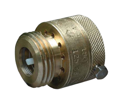 Emery Jensen vacuum breaker in brass, 3/4 inch, visible with metal construction and threaded fitting for plumbing applications.