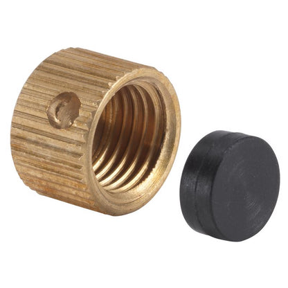 Emery Jensen drain cap with 5/16-24 threaded connection, used as a valve part or handle for plumbing applications.