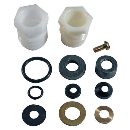 Emery Jensen Mansfield sillcock kit with valve parts and handle for outdoor faucet repair.