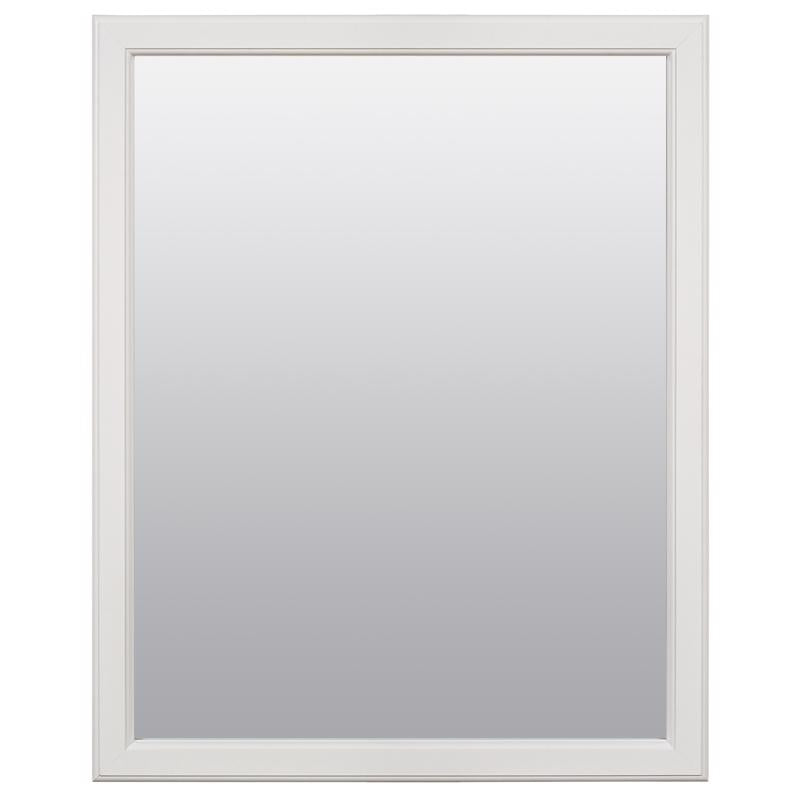 White Emery Jensen vanity bath mirror, 20x25 inches, with a sleek rectangular design and clean white frame.