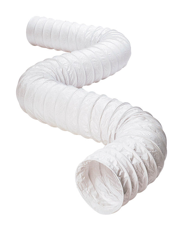White vinyl vent hose, 3-inch by 50-foot, used for ventilation, manufactured by Emery Jensen, shown coiled and ready for installation.