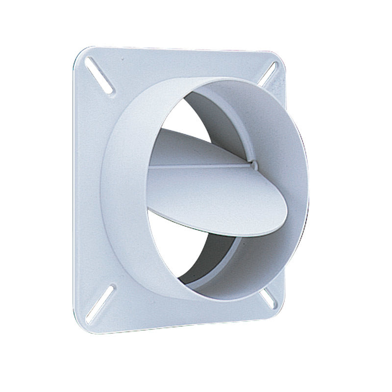 Emery Jensen Damper Inline Draft Block in vent kit, showing a metal damper for controlling airflow in ventilation systems.