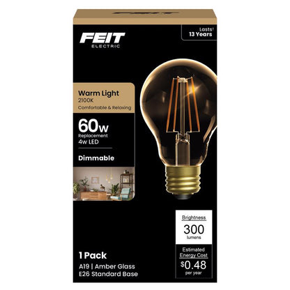 LED A19 E26 AMBR 60W DIM