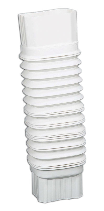 White 2x3-inch elbow flex vinyl accessory by Emery Jensen for vinyl fencing or siding installation.