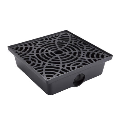 Black 12-inch vinyl gutter downspout extension by Emery Jensen, designed to direct water away from the foundation.