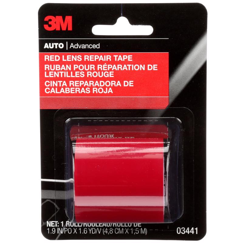 Red Emery Jensen lens repair tape, 60 inches, for vinyl and plastic repairs, shown in a close-up image.