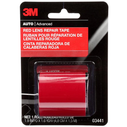 Red Emery Jensen lens repair tape, 60 inches, for vinyl and plastic repairs, shown in a close-up image.