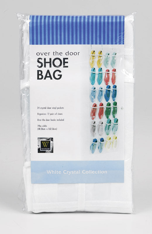 Set of 24 Emery Jensen vinyl storage bags for shoes, 19x64 inches, clear and durable for organizing footwear.