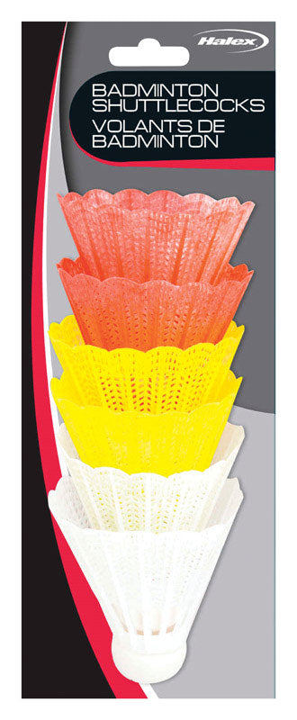 Set of six Emery Jensen shuttlecocks for volleyball and badminton, featuring durable construction and lightweight design.