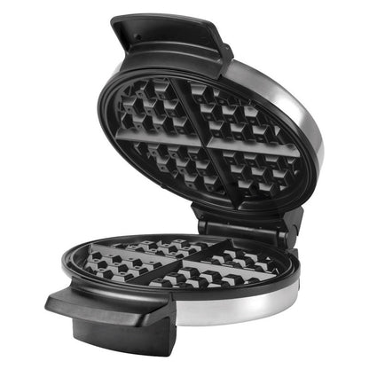 Emery Jensen Belgian waffle and crumb cake maker with non-stick plates for easy baking and crisp, golden waffles.