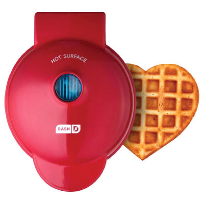 Emery Jensen waffle and crumb cake maker in white, compact appliance with control knobs and non-stick cooking plates.