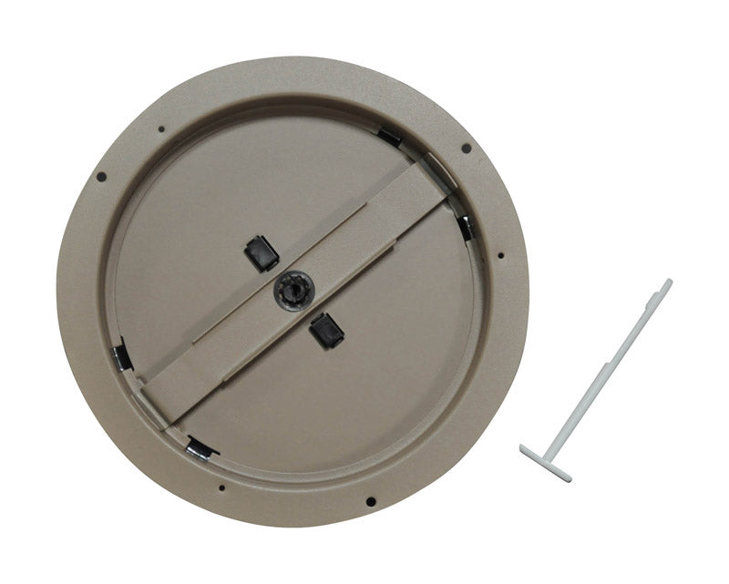 8-inch damper ring for wall and ceiling registers by Emery Jensen, shown installed in a residential HVAC vent.