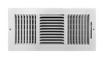 Emery Jensen 3-way wall and ceiling register in 14x6 inches, metal vent cover with adjustable louvers for airflow control.