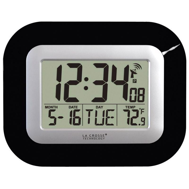 Black Emery Jensen atomic wall clock with bold numbers and sleek design, perfect for modern home decor.