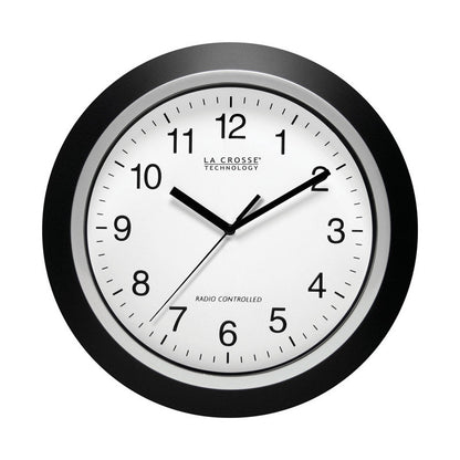 Black 12-inch Emery Jensen wall clock with a modern design, featuring clear clock face and bold numerals for easy readability.