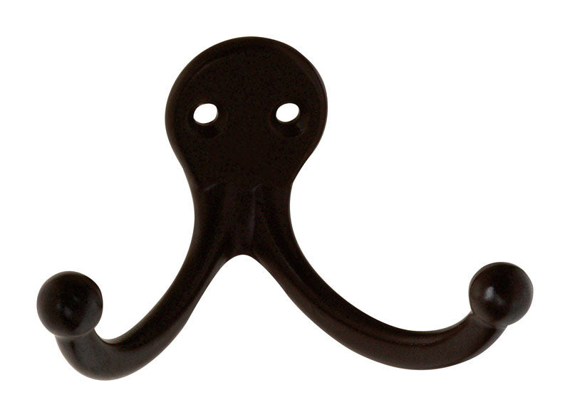Emery Jensen wall mount DBL Clotes Hook Orb, a sleek metal wall hook with two rounded hooks for hanging items.