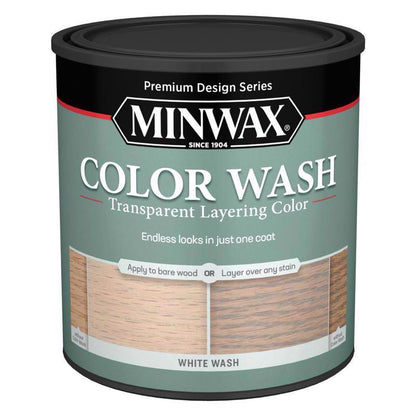 Emery Jensen White Wash Minwax water clean-up stain in a 1-quart container, ideal for wood finishing and restoration projects.
