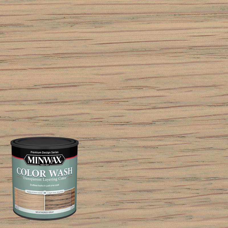 Emery Jensen weathered wood stain, 1-quart size, water-based clean-up stain shown in a pack of four for outdoor wood projects.