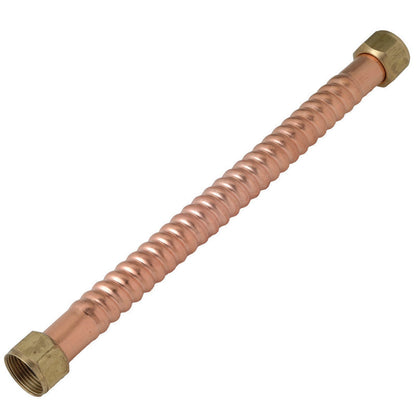 Emery Jensen water heater connector with 3/4 inch FIP fittings, metal construction, used for plumbing connections.