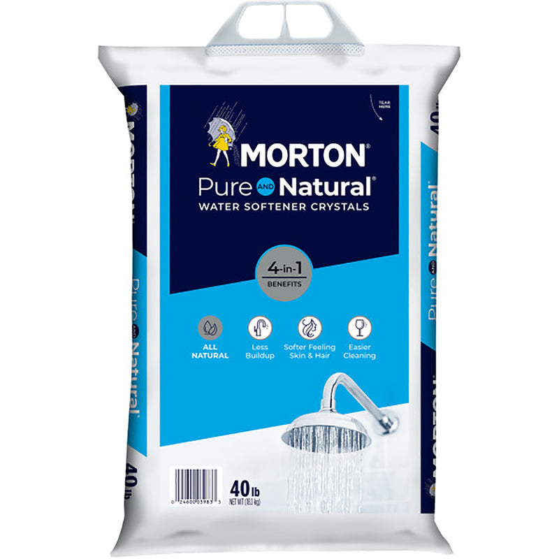Emery Jensen water softener bag with 40-pound WATR SOFTNR crystals for reducing hard water minerals.
