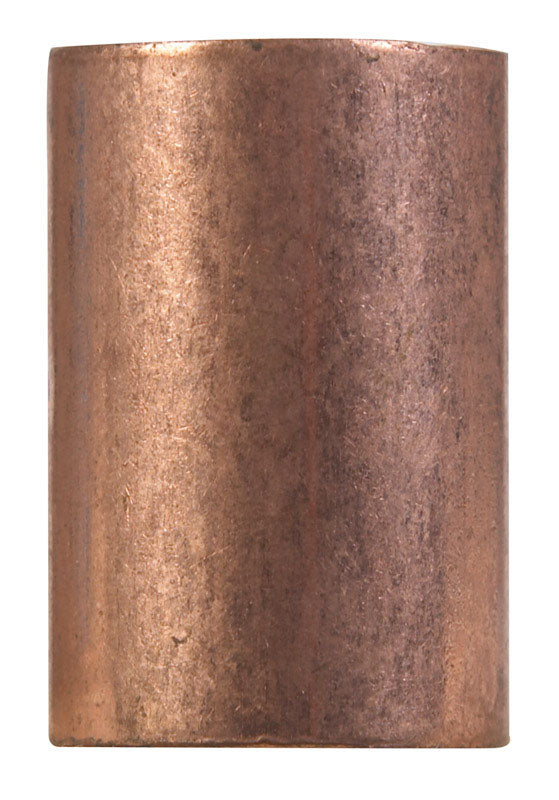 Emery Jensen Couple & Stop 1/1 copper water supply fitting showing threaded ends and shiny copper finish.