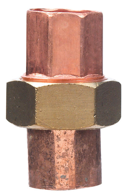 Emery Jensen C to C 3/4-inch copper water supply fitting, union connector with threaded ends for plumbing use