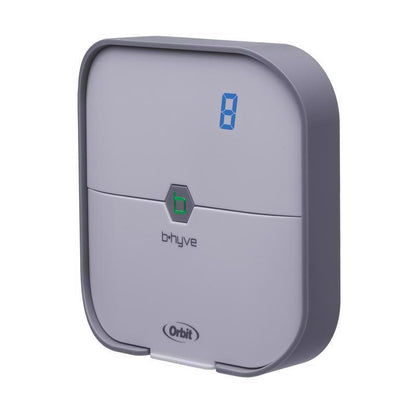 Emery Jensen WIFI Sprinklr TMR 8 Zone water timer for garden irrigation system, showing digital controls and multiple zone connections.