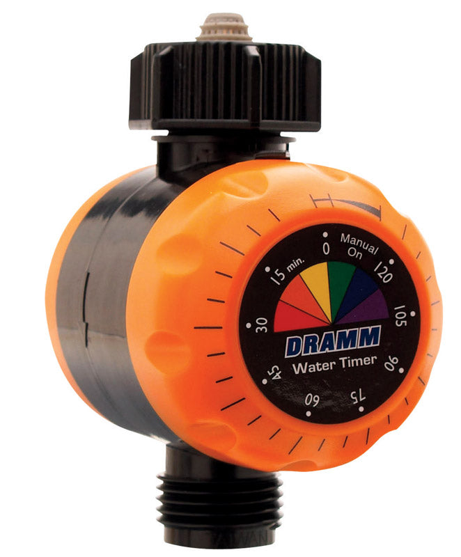 Emery Jensen water timer, mechanical water timer with multiple settings, used for garden irrigation and gardening tasks.