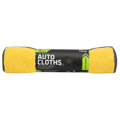 Set of three Emery Jensen auto cleaning cloths for waxing and cleaning, made of soft, durable fabric for vehicle detailing.