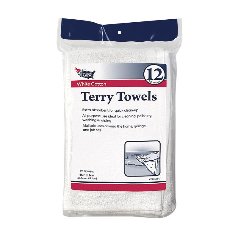 TERRY TOWEL WHT 12PK - Pack of 18