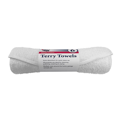 TERRY TOWEL WHT 6PK - Pack of 12