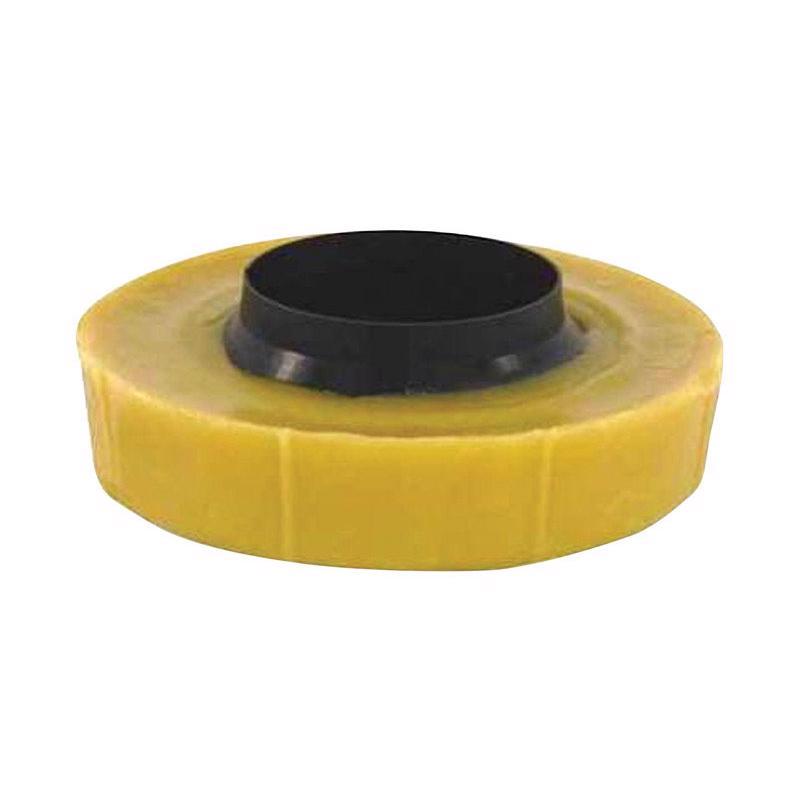 Emery Jensen BOLWAX No. 10 wax gasket ring for plumbing, showing the ring's smooth wax surface and sealing edge.