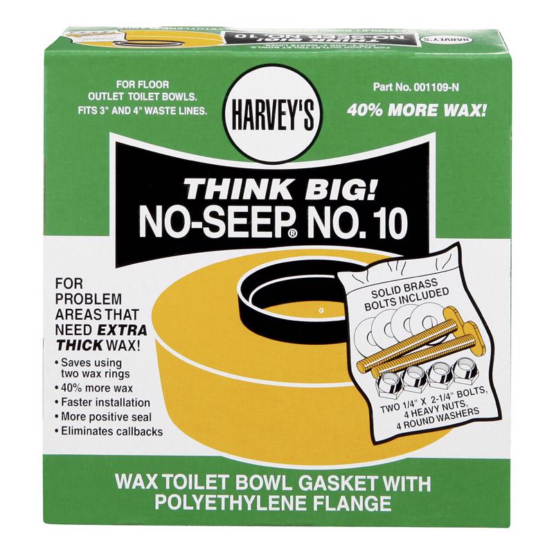 Emery Jensen No-seep toilet gasket rings, wax gasket rings for secure toilet seal, close-up of the gasket's wax ring design.