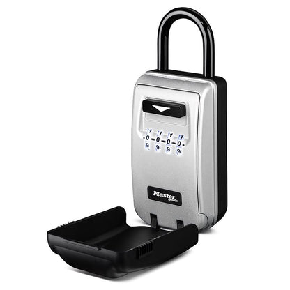 Weatherproof Emery Jensen lighted button lock box with illuminated keypad and durable exterior for secure storage.