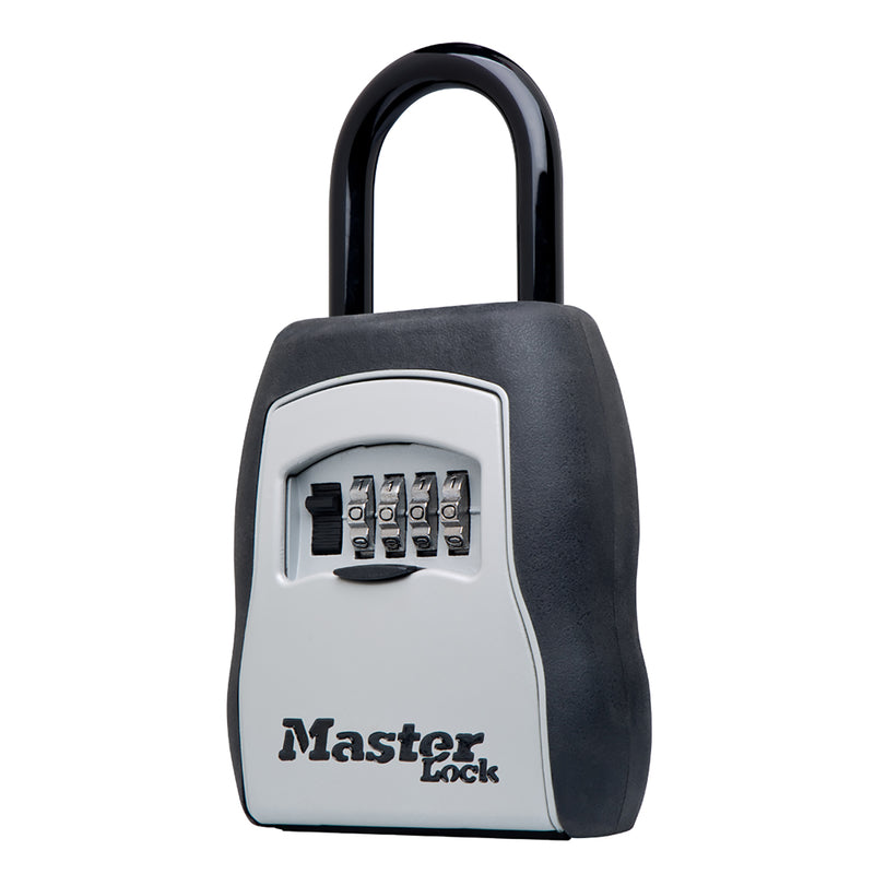 Weatherproof metal lock box by Emery Jensen, 3-1/4 inch size, sturdy security container for outdoor use.