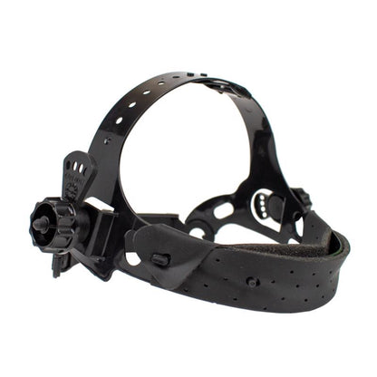 Emery Jensen welding accessories ratcheting headgear RPLC with adjustable strap and protective viewing window for welding safety.
