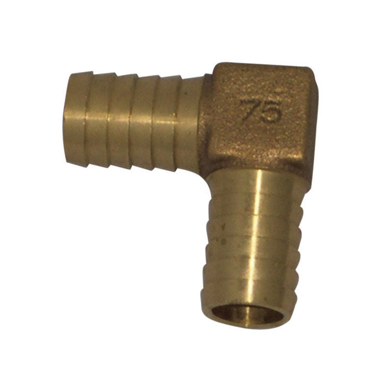 Emery Jensen 90-degree elbow barb fitting, 3/4 inch, used for well accessories, made of durable material for plumbing applications