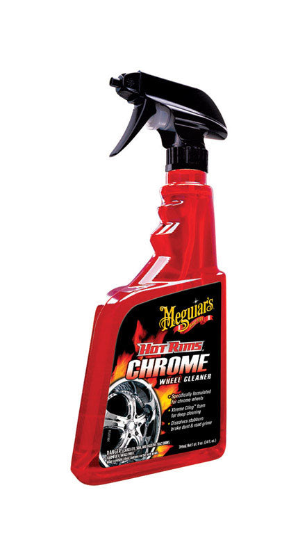 Emery Jensen chrome wheel cleaner in a 24oz bottle, designed for cleaning and restoring shiny chrome wheels.