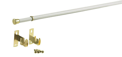 Emery Jensen wide pocket sash rod 7/16 inch diameter, adjustable 28-48 inches, white finish, for window treatments.