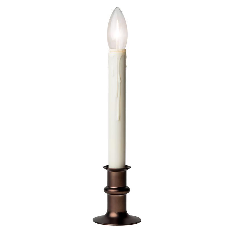 Emery Jensen BTRY Taper Window Candle with white wax and tapered design, ideal for window decor and ambiance.