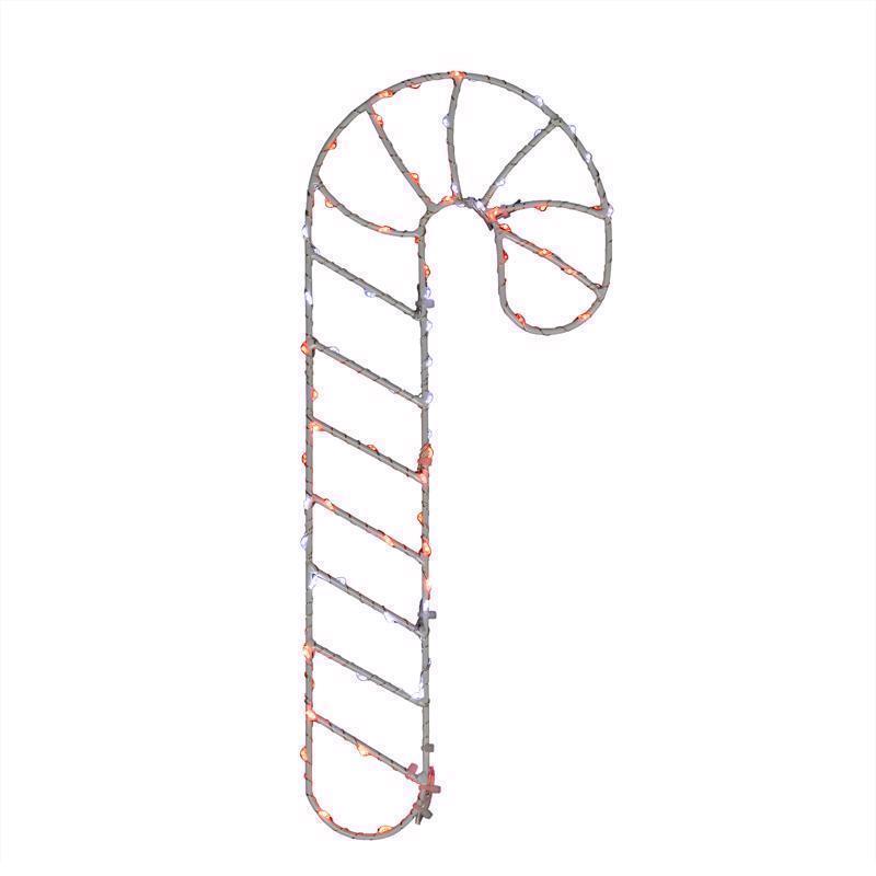 Emery Jensen 15-inch LED candy cane window silhouette decoration with festive red and white stripes for holiday display