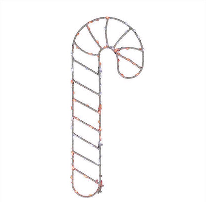 Emery Jensen 15-inch LED candy cane window silhouette decoration with festive red and white stripes for holiday display
