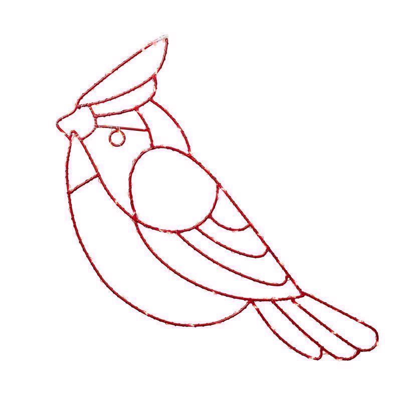 Emery Jensen 15-inch Cardinal Silhouette LED window decoration with detailed bird design for festive décor.