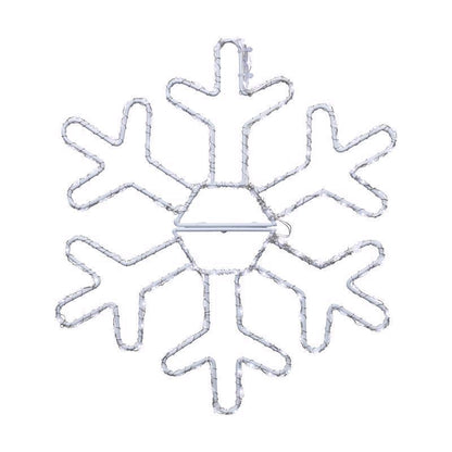 White 12-inch LED snowflake window silhouette by Emery Jensen, perfect for holiday holiday decorating.