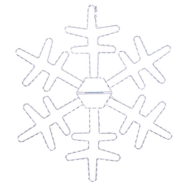 White LED window silhouette decoration by Emery Jensen featuring a snowflake design for festive home decor.
