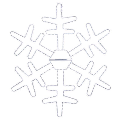 White LED window silhouette decoration by Emery Jensen featuring a snowflake design for festive home decor.