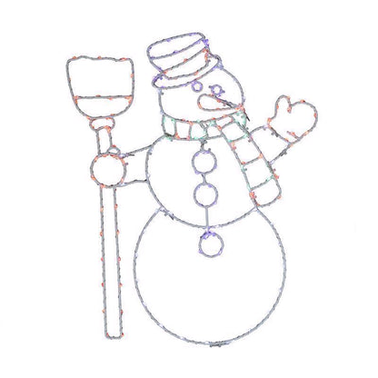 Emery Jensen 17-inch LED snowman silhouette window decoration with festive winter design.