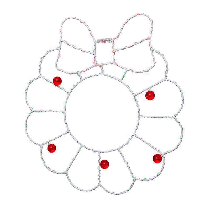 15-inch LED window silhouette wreath by Emery Jensen, featuring a festive wreath design silhouetted against the window.