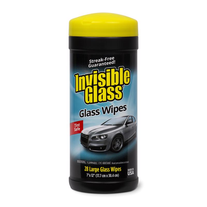 Emery Jensen auto glass wipes 28-pack for windshield cleaning, showing the wipe package with clear labels and branding.